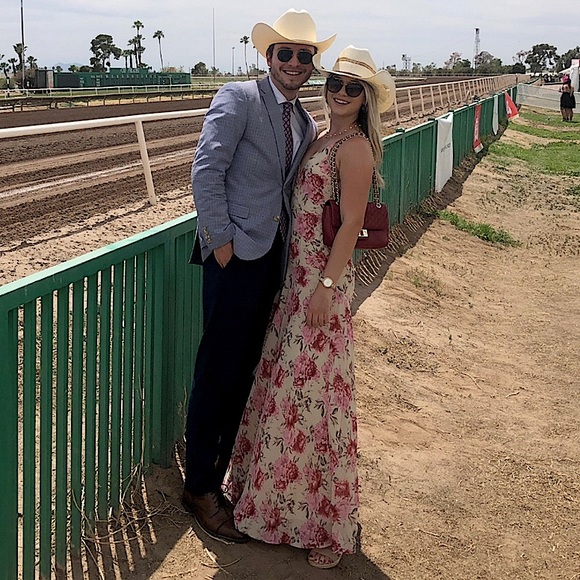 Astr The Label | Astr Long Floral Dress | Color: Cream/Pink/ Tan - Picture 1 of 4